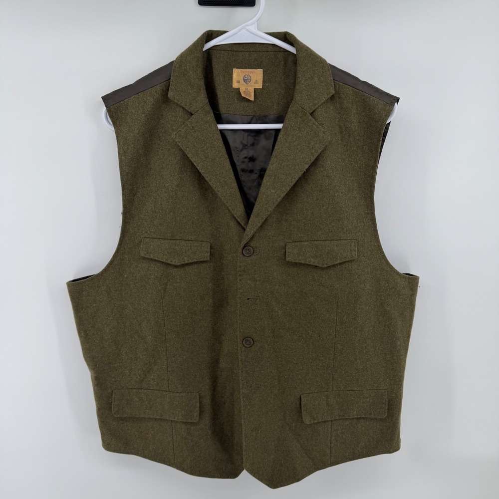 Men's Olive Wool Blend Vest - Classic Tailored Style